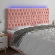 vidaXL Sänggavel LED rosa 180x7x118/128 cm sammet