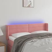 vidaXL Sänggavel LED rosa 147x16x78/88 cm sammet