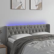 vidaXL Sänggavel LED ljusgrå 147x16x78/88 cm sammet