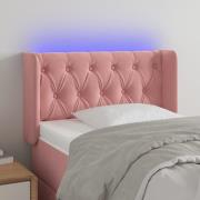 vidaXL Sänggavel LED rosa 83x16x78/88 cm sammet