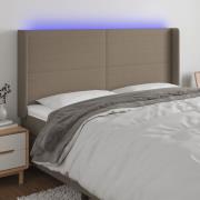 vidaXL Sänggavel LED taupe 203x16x118/128 cm tyg