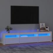 vidaXL Tv-bänk med LED-belysning högglans vit 195x35x40 cm