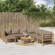 vidaXL Loungegrupp 9 delar taupe dynor bambu