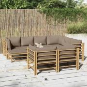 vidaXL Loungegrupp 10 delar taupe dynor bambu