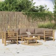 vidaXL Loungegrupp 7 delar taupe dynor bambu