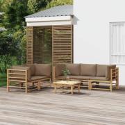 vidaXL Loungegrupp 6 delar taupe dynor bambu