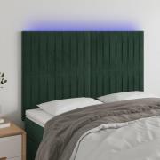 vidaXL Sänggavel LED mörkgrön 144x5x118/128 cm sammet