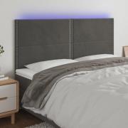 vidaXL Sänggavel LED mörkgrå 180x5x118/128 cm sammet