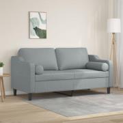 vidaXL 2-sits soffa med prydnadskuddar ljusgrå 140 cm tyg