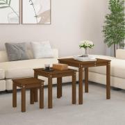 vidaXL Satsbord 3 st honungsbrun massiv furu