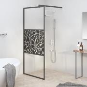 vidaXL Duschvägg 90x195cm ESG-glas med stendesign svart