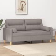 vidaXL 2-sits soffa med prydnadskuddar taupe 140 cm tyg