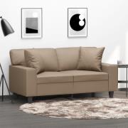 vidaXL 2-sits soffa med prydnadskuddar cappuccino 120 cm konstläder