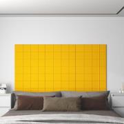 vidaXL Väggpaneler 12 st gul 60x15 cm sammet 1,08 m²