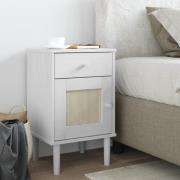 vidaXL Sängbord SENJA rottinglook vit 40x35x65 cm massiv furu