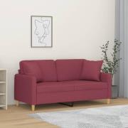 vidaXL 2-sits soffa med prydnadskuddar vinröd 140 cm tyg