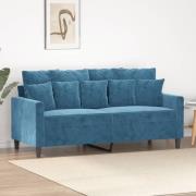 vidaXL 2-sitssoffa blå 140 cm sammet