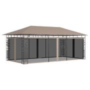 vidaXL Paviljong med myggnät 6x3x2,73 m taupe 180 g/m²