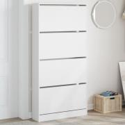 vidaXL Skoskåp med 4 flip-lådor vit 80x21x163,5 cm