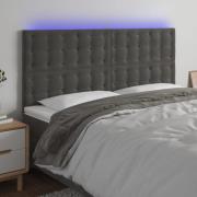 vidaXL Sänggavel LED mörkgrå 200x5x118/128 cm sammet