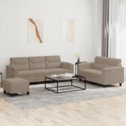 vidaXL Soffgrupp med kuddar 3 delar taupe mikrofibertyg