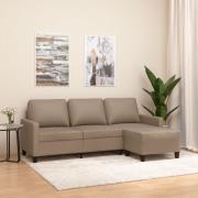 vidaXL 3-sitssoffa med fotpall cappuccino 180 cm konstläder