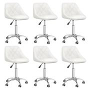 vidaXL Snurrbara matstolar 6 st vit konstläder