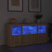 vidaXL Skänk med LED-belysning sonoma-ek 142,5x37x67 cm