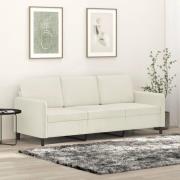 vidaXL 3-sitssoffa gräddvit 180 cm sammet