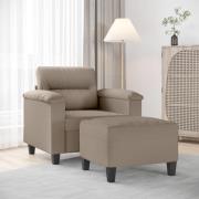 vidaXL Fåtölj med fotpall Taupe 60 cm mikrofibertyg