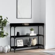 vidaXL Konsolbord med hyllor svart 100x30x80 cm