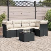 vidaXL Loungegrupp med dynor 6 delar svart konstrotting