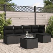vidaXL Loungegrupp med dynor 6 delar svart konstrotting