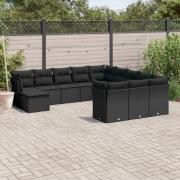 vidaXL Loungegrupp med dynor 12 delar svart konstrotting
