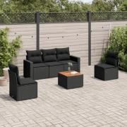 vidaXL Loungegrupp med dynor 6 delar svart konstrotting
