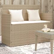 vidaXL Trädgårdsbänk med kuddar beige konstrotting