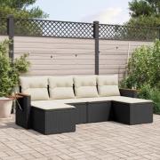 vidaXL Loungegrupp med dynor 6 delar svart konstrotting