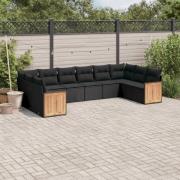 vidaXL Loungegrupp 10 delar med svarta dynor konstrotting
