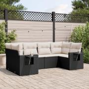 vidaXL Loungegrupp med dynor 6 delar svart konstrotting