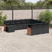 vidaXL Loungegrupp med dynor 12 delar svart konstrotting