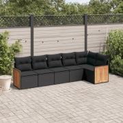 vidaXL Loungegrupp med dynor 6 delar svart konstrotting