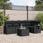vidaXL Loungegrupp med dynor 6 delar svart konstrotting