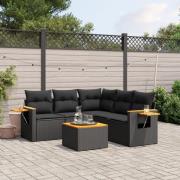 vidaXL Loungegrupp med dynor 6 delar svart konstrotting