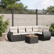 vidaXL Loungegrupp med dynor 6 delar svart konstrotting