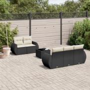 vidaXL Loungegrupp med dynor 6 delar svart konstrotting