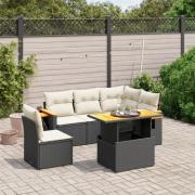 vidaXL Loungegrupp med dynor 6 delar svart konstrotting