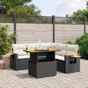 vidaXL Loungegrupp med dynor 6 delar svart konstrotting