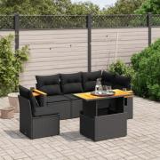 vidaXL Loungegrupp med dynor 6 delar svart konstrotting