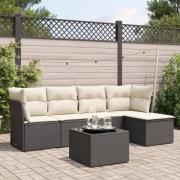 vidaXL Loungegrupp med dynor 6 delar svart konstrotting