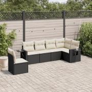 vidaXL Loungegrupp med dynor 6 delar svart konstrotting